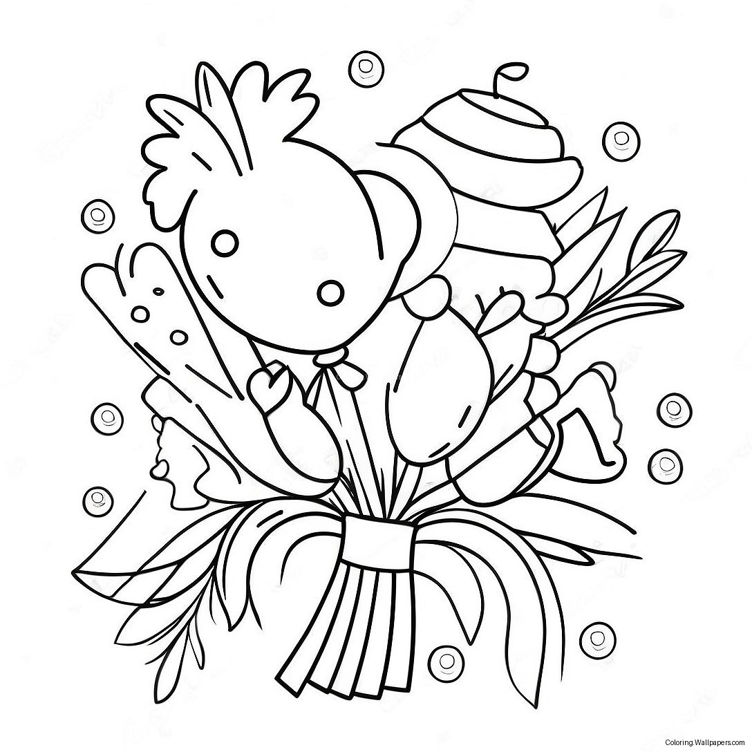 Colorful Birthday Bouquet Coloring Page 26852