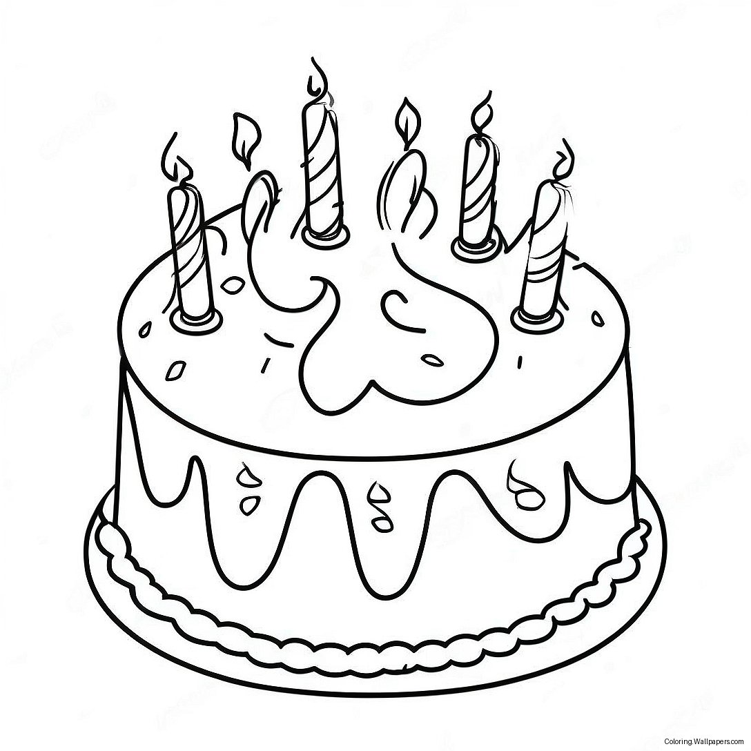 Colorful Birthday Cake Coloring Page 41100