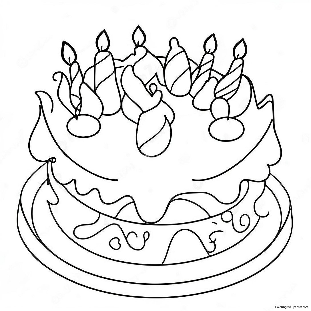 Colorful Birthday Cake For Mom Coloring Page 5385