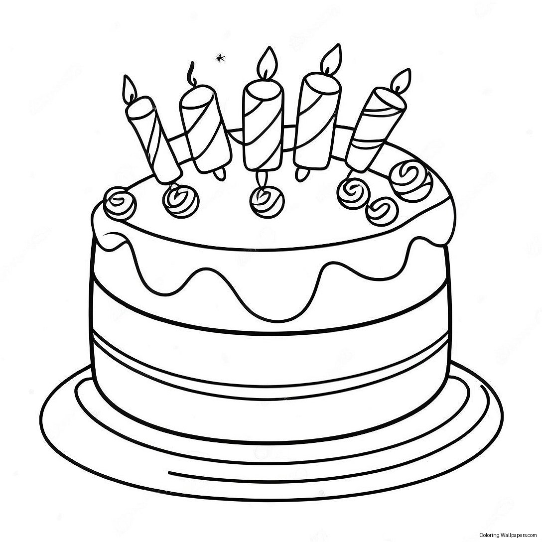 Colorful Birthday Cake For Nana Coloring Page 52867