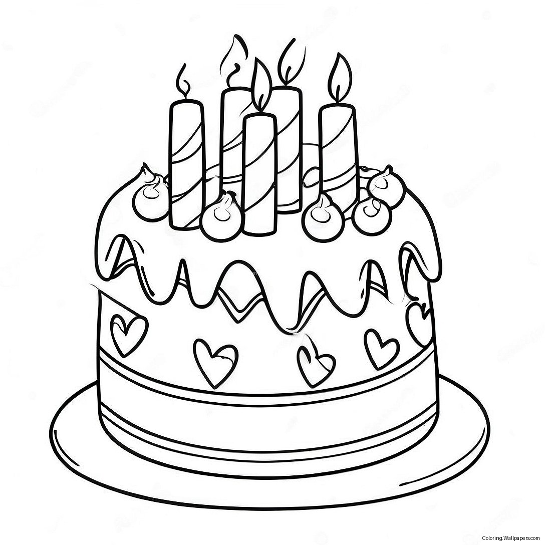 Colorful Birthday Cake For Nana Coloring Page 52868