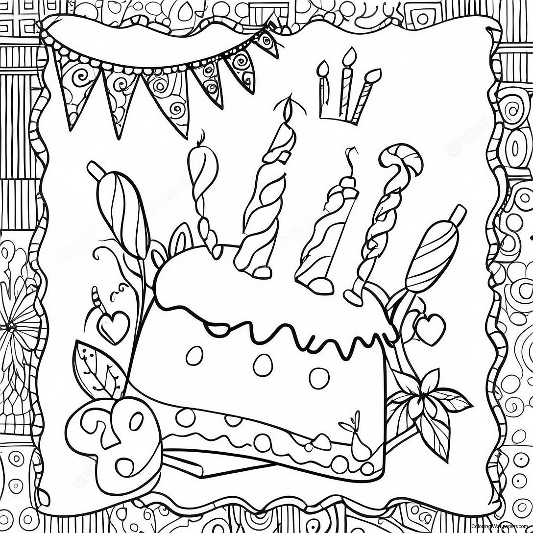 Colorful Birthday Cards Coloring Page 24741