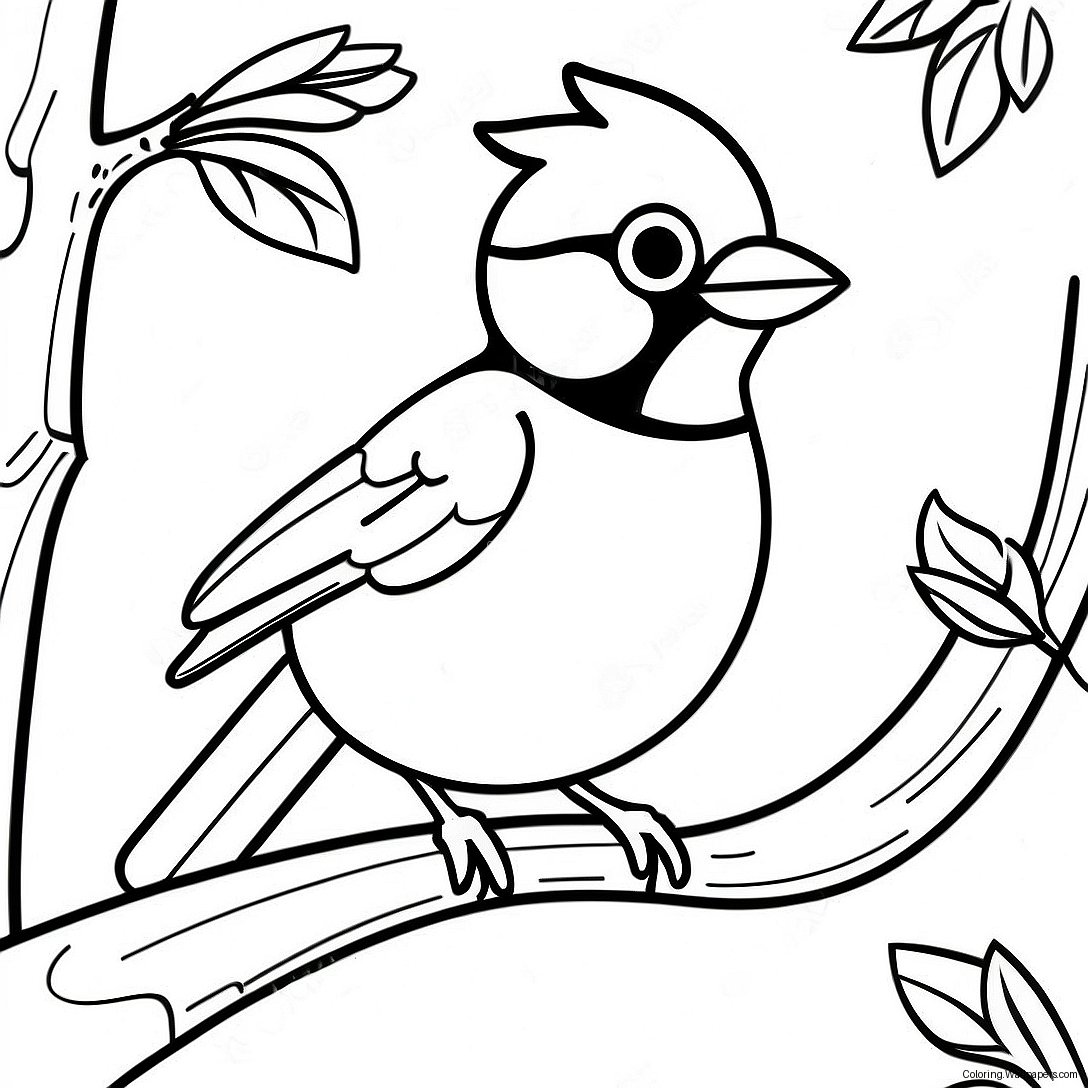 Colorful Blue Jay In A Tree Coloring Page 34985