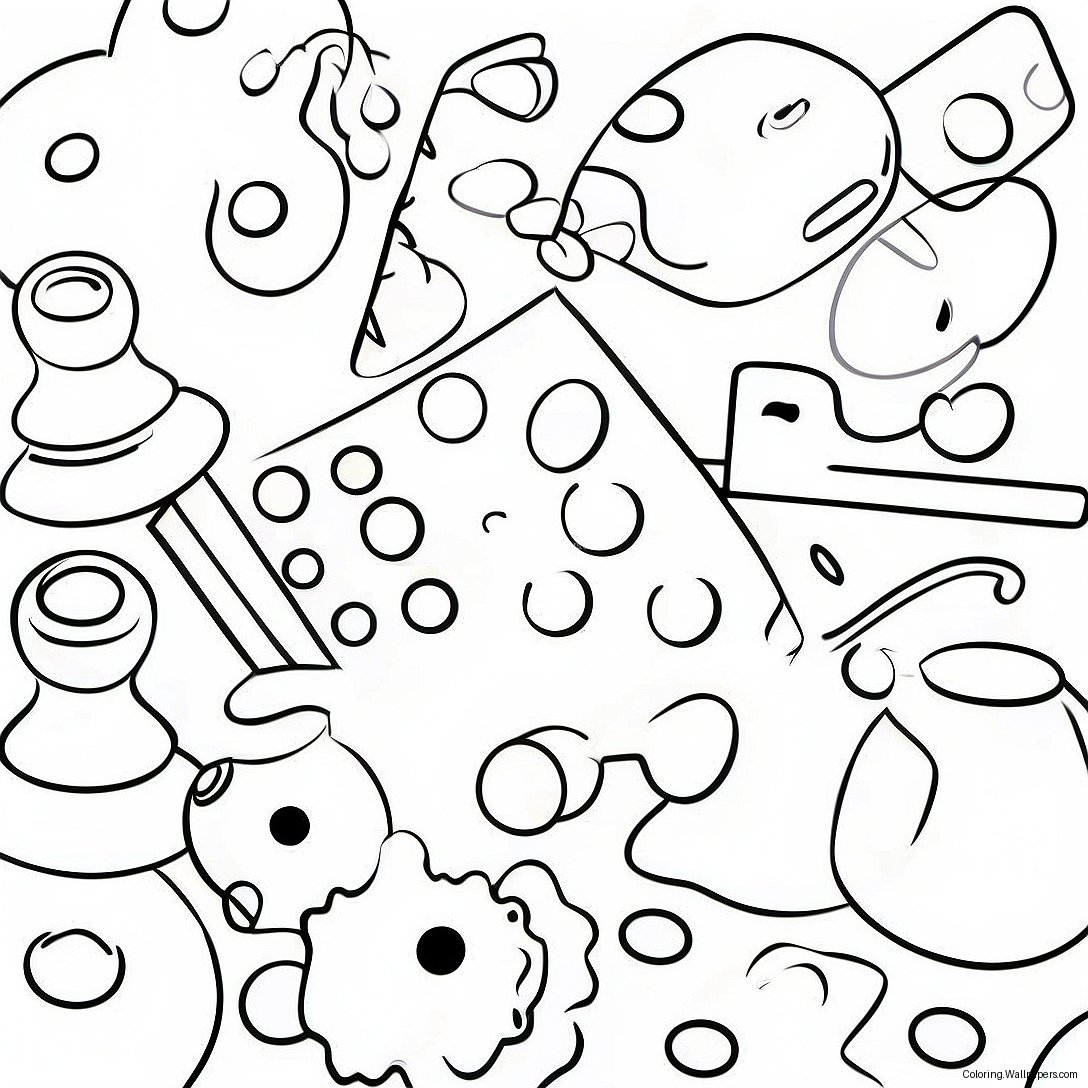 Colorful Board Game Pieces Coloring Page 30022