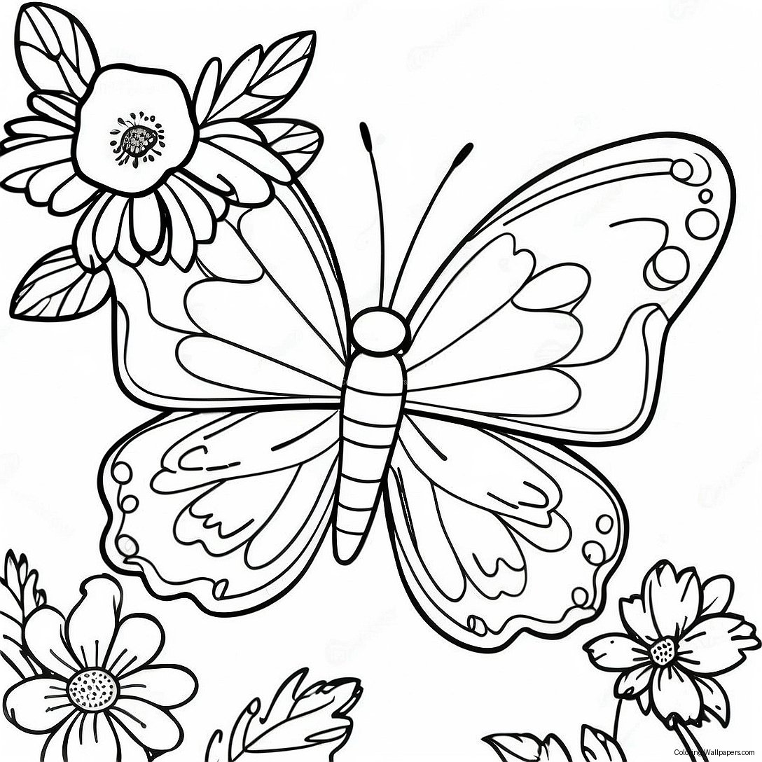 रंगीन तितली परागक Coloring Page 25412