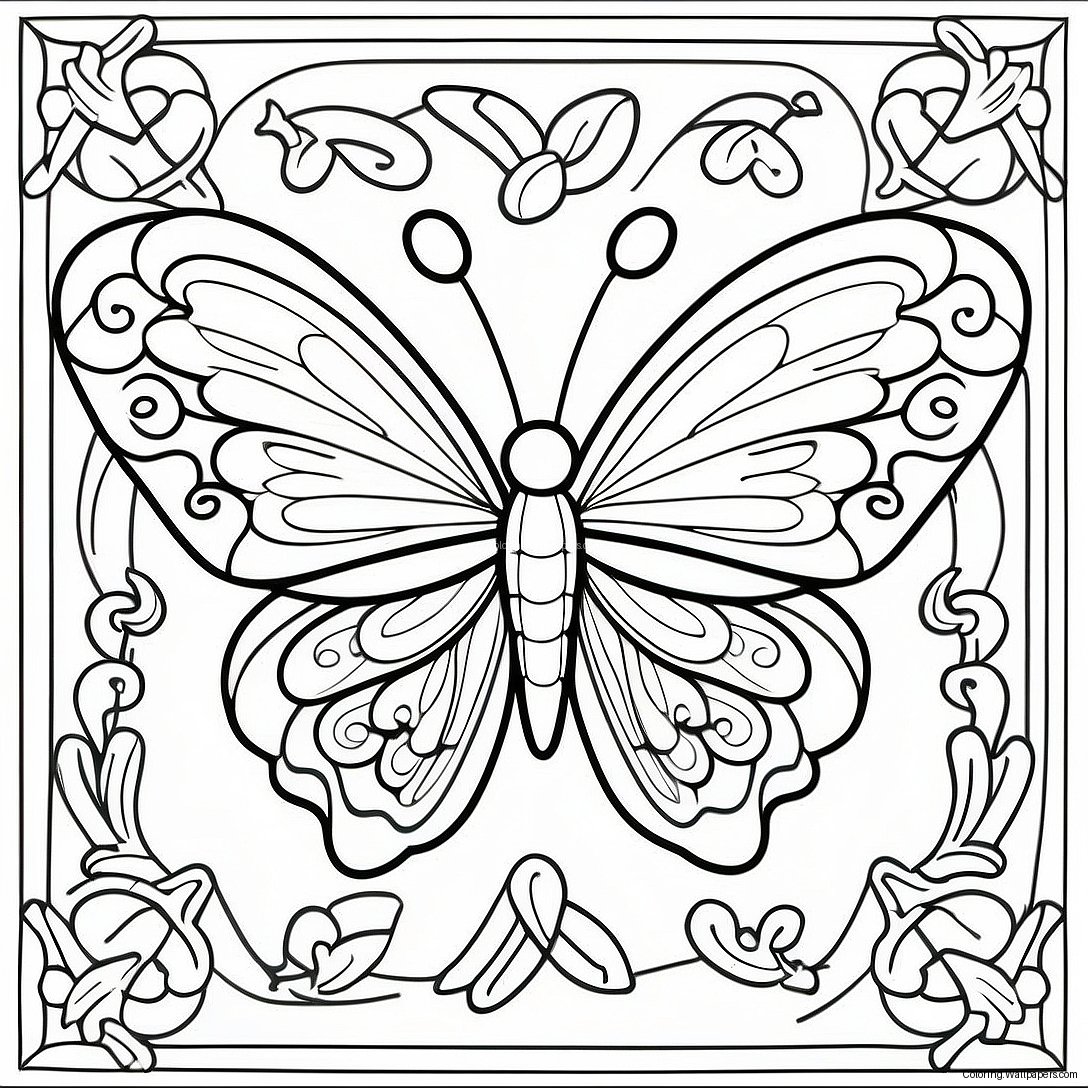 Página Para Colorear De Diseño Colorido De Mariposa De Vidrio Templado 50470