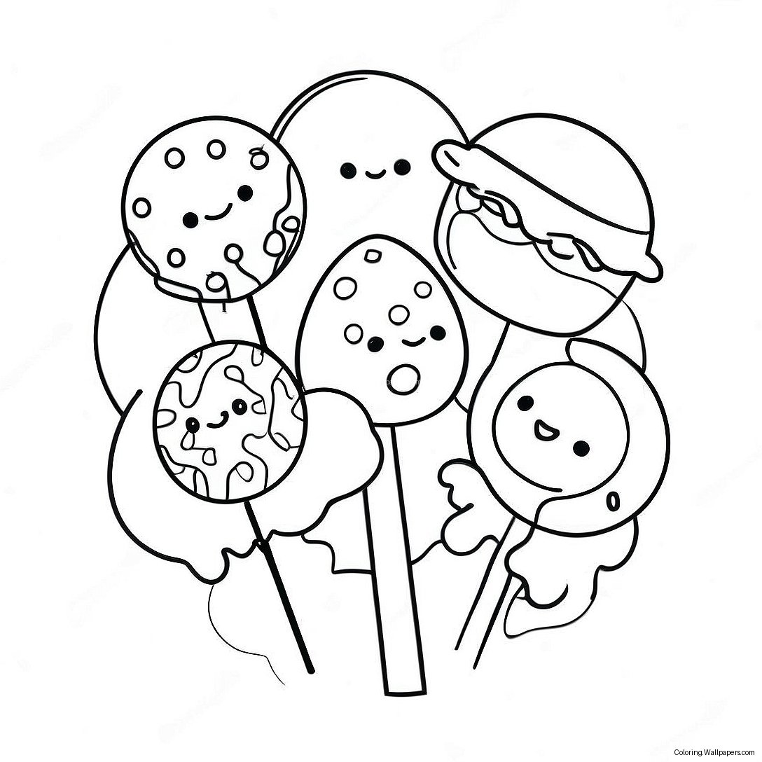 Página Para Colorear De Torre De Cake Pops Coloridos 58875