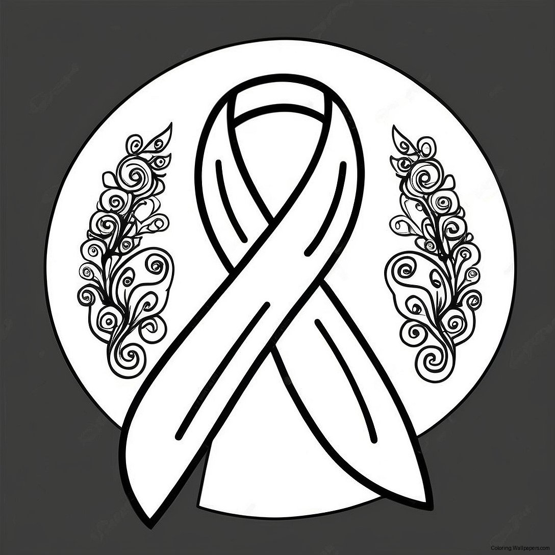 Colorful Cancer Ribbon Outline Coloring Page 28381