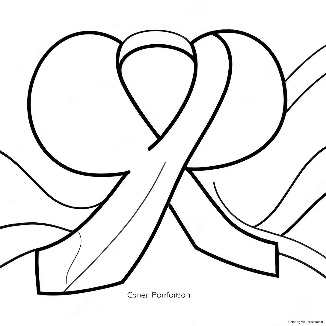 Colorful Cancer Ribbon Outline Coloring Page 28384