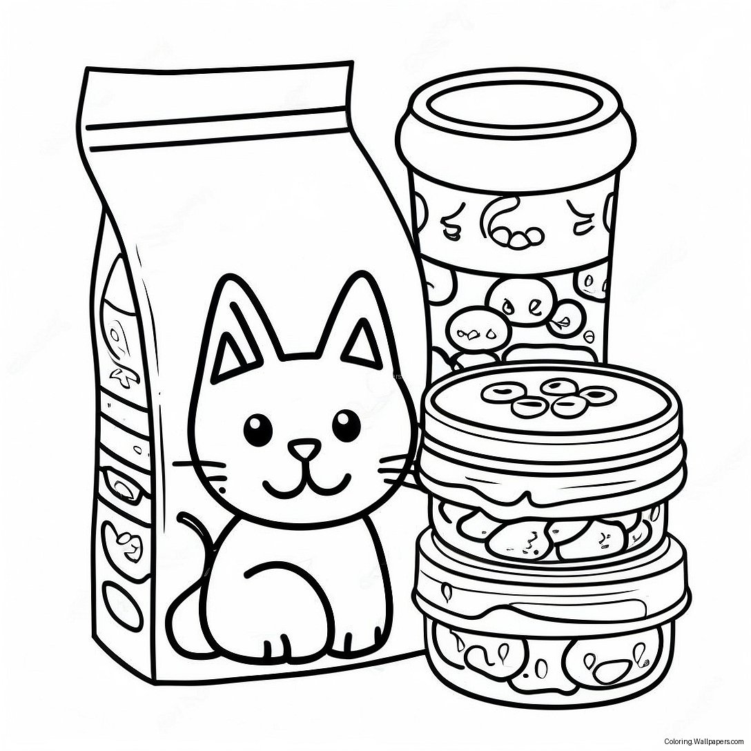 Colorful Cat Food Packaging Coloring Page 35594