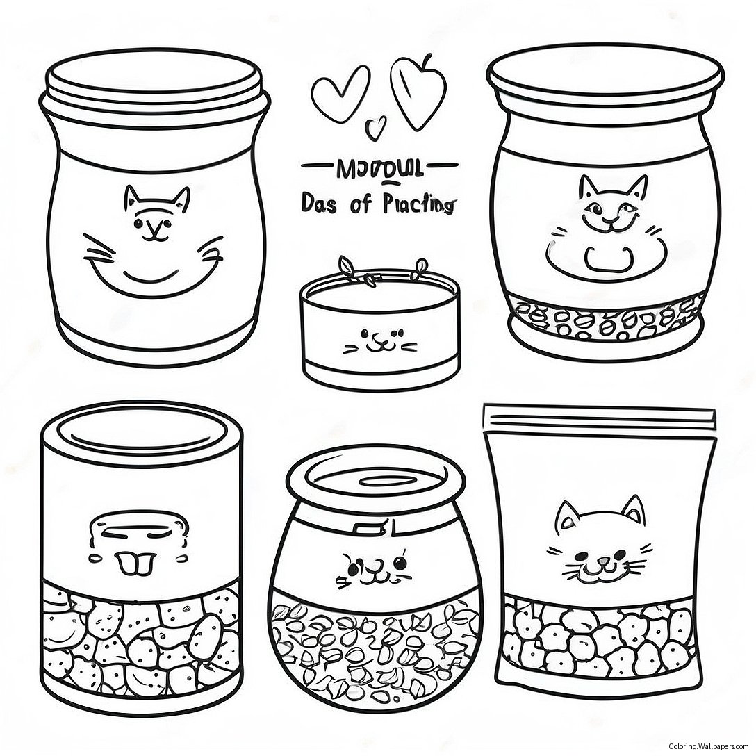 Colorful Cat Food Packaging Coloring Page 35595