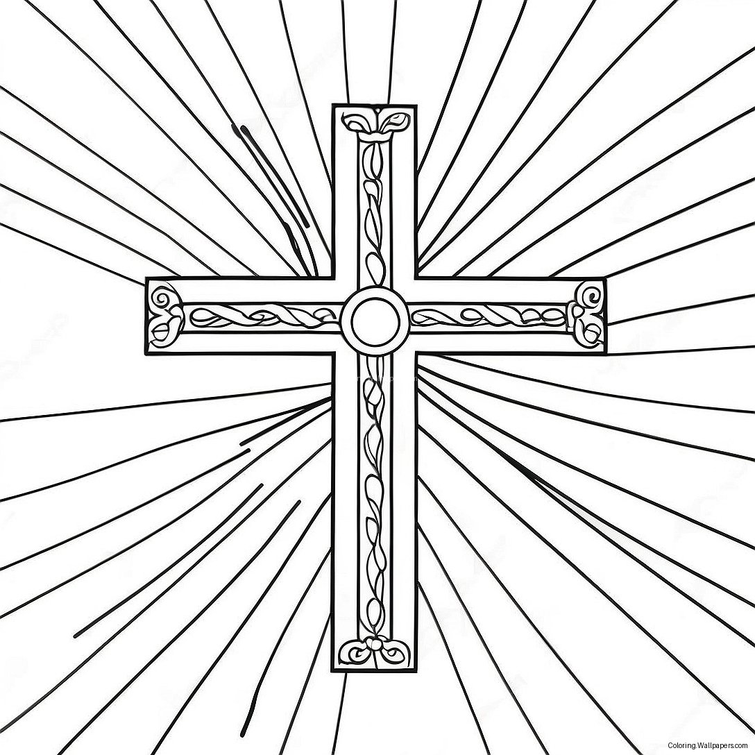 Colorful Christian Flag With Cross Coloring Page 37901