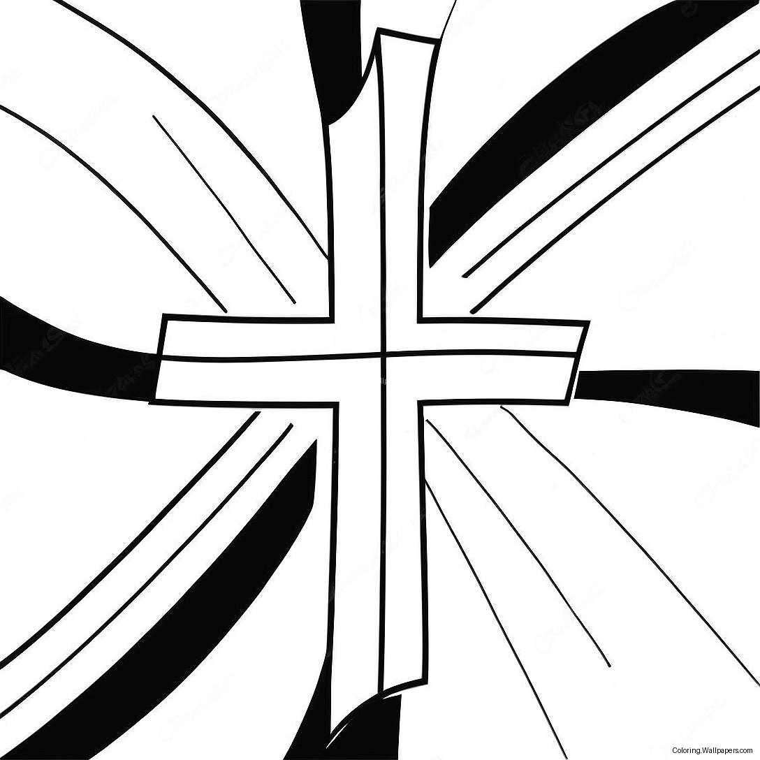 Colorful Christian Flag With Cross Coloring Page 37903