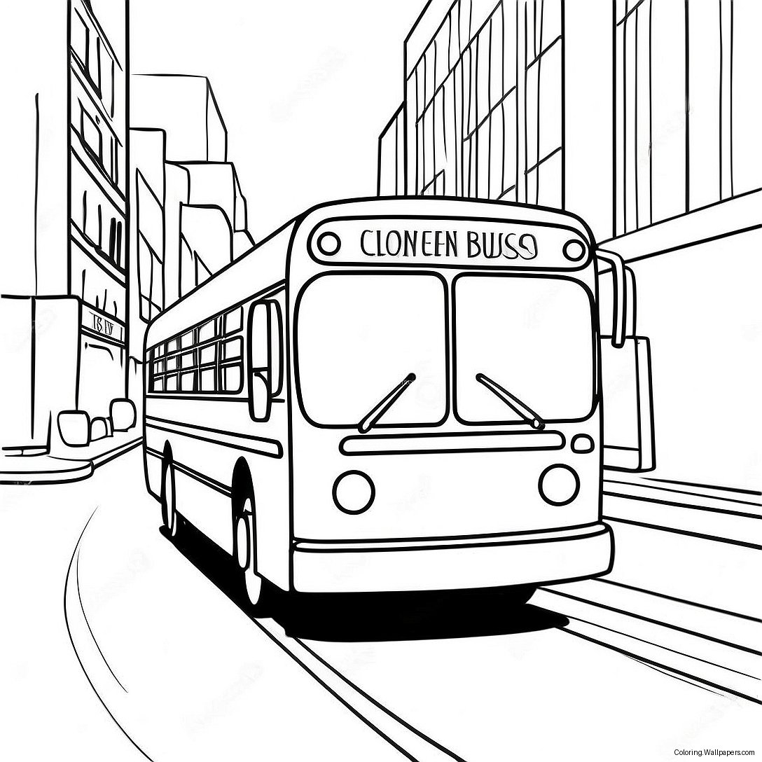 Colorful City Bus Driving Through Streets Coloring Page 56599