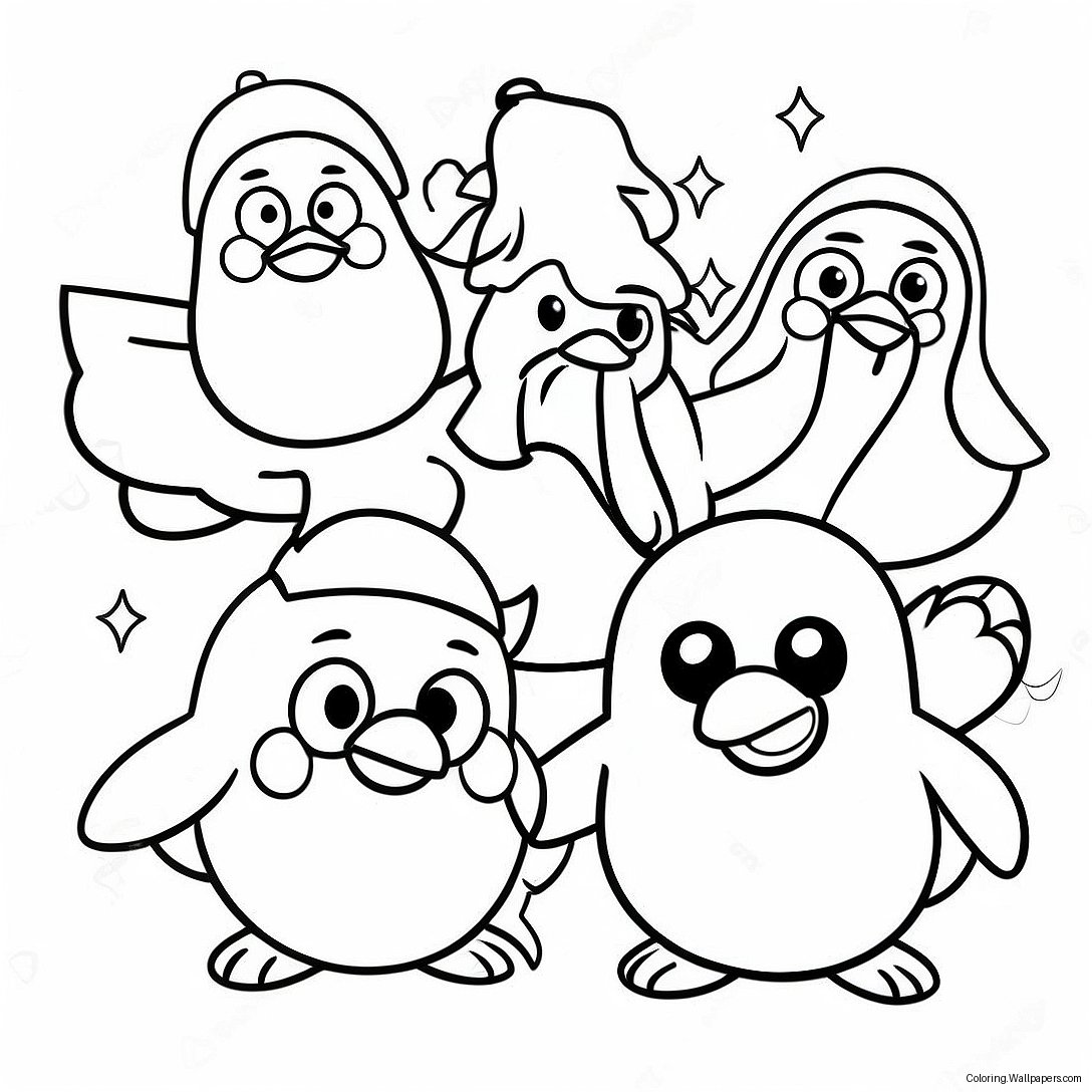 Colorful Club Penguin Characters Coloring Page 42847