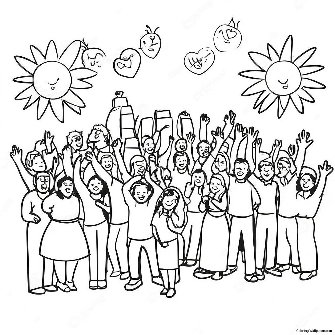 Colorful Community Celebration Coloring Page 45927