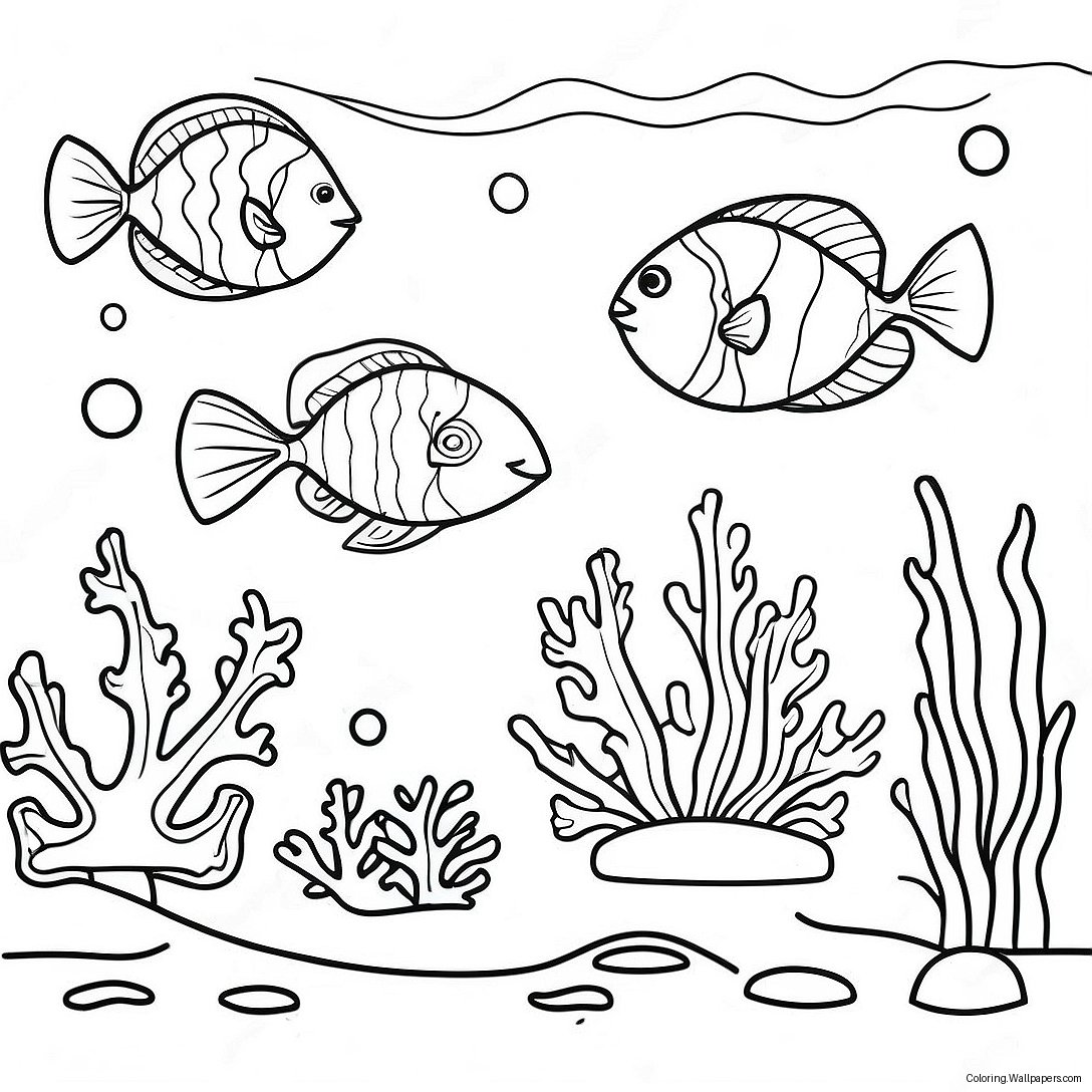 Colorful Coral Reef Underwater Coloring Page 17384