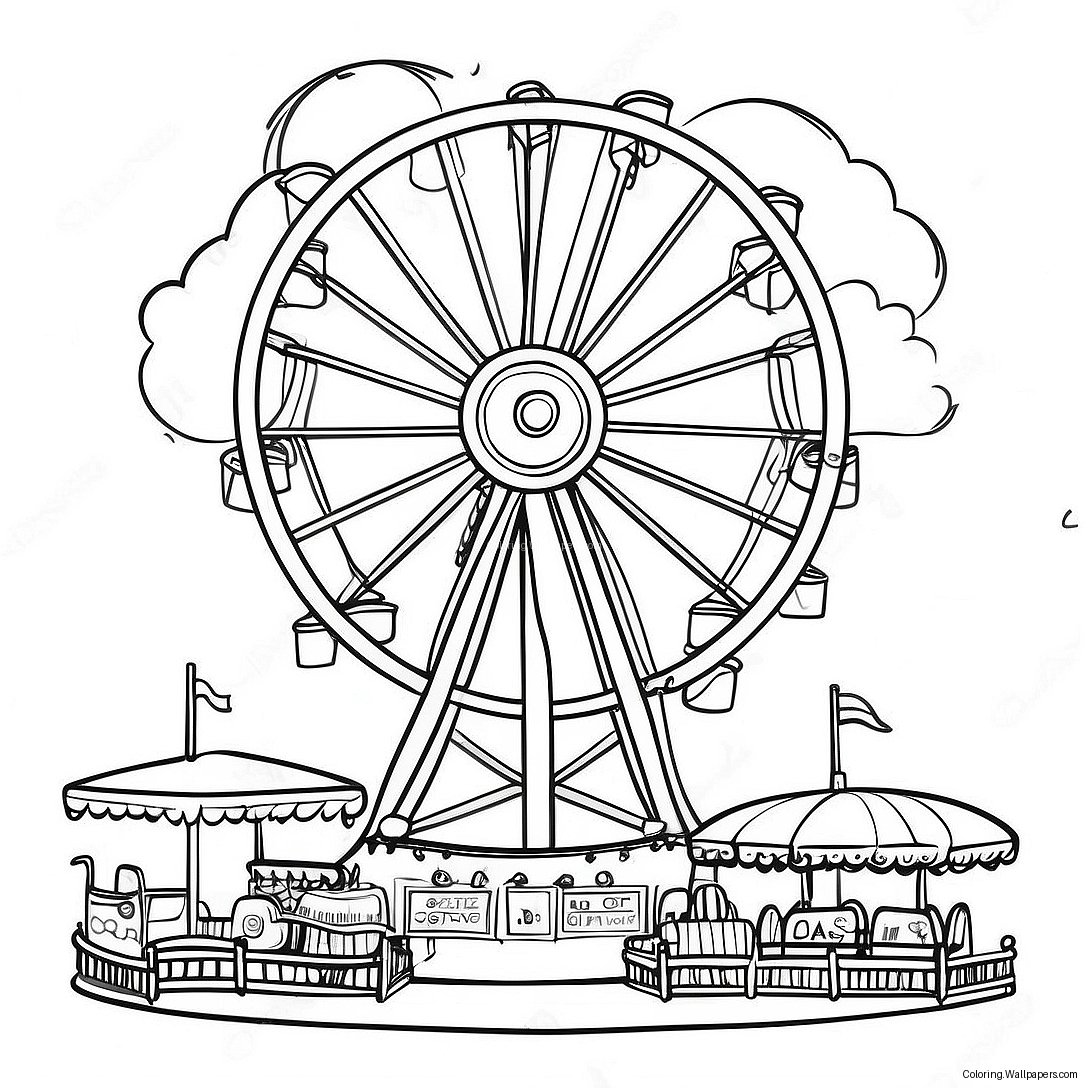 Colorful County Fair Rides Coloring Page 36128