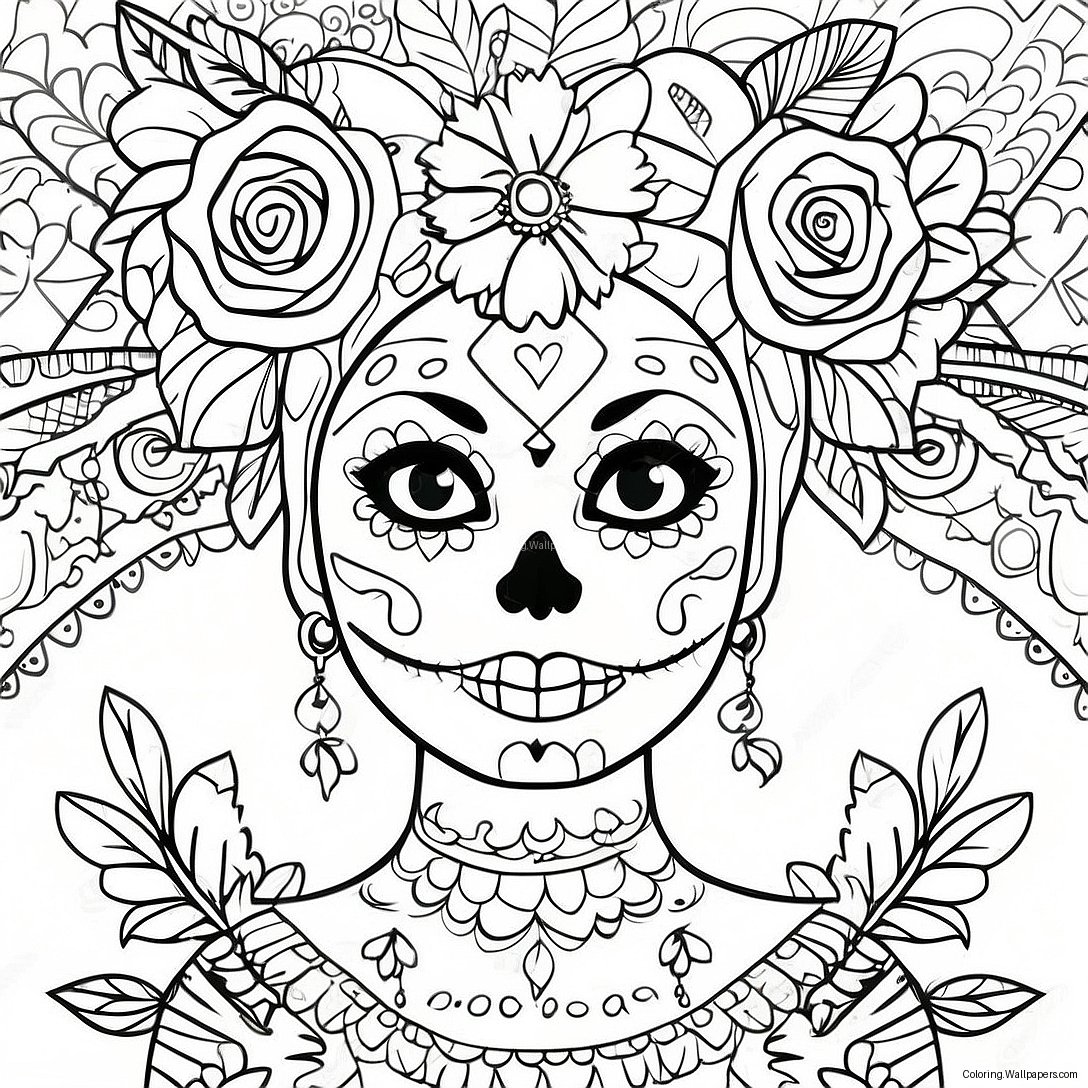 Colorful Day Of The Dead Catrina Coloring Page 313