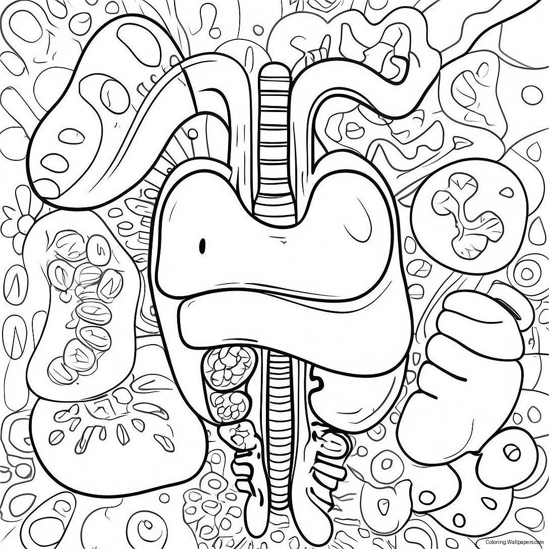 Colorful Digestive Organs Coloring Page 42087