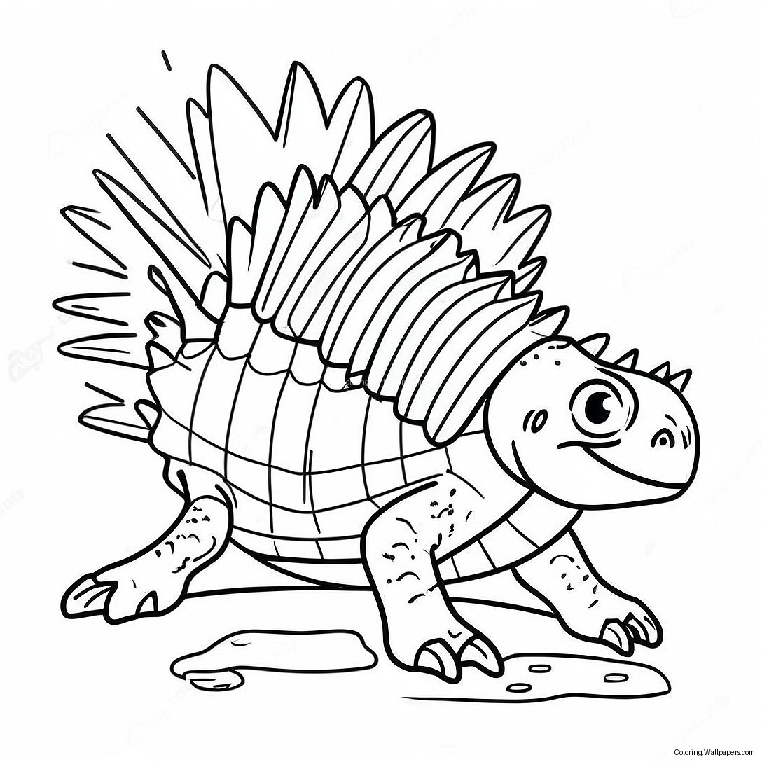 Página Para Colorear De Dimetrodon Colorido Con Aleta Espinosa 54273