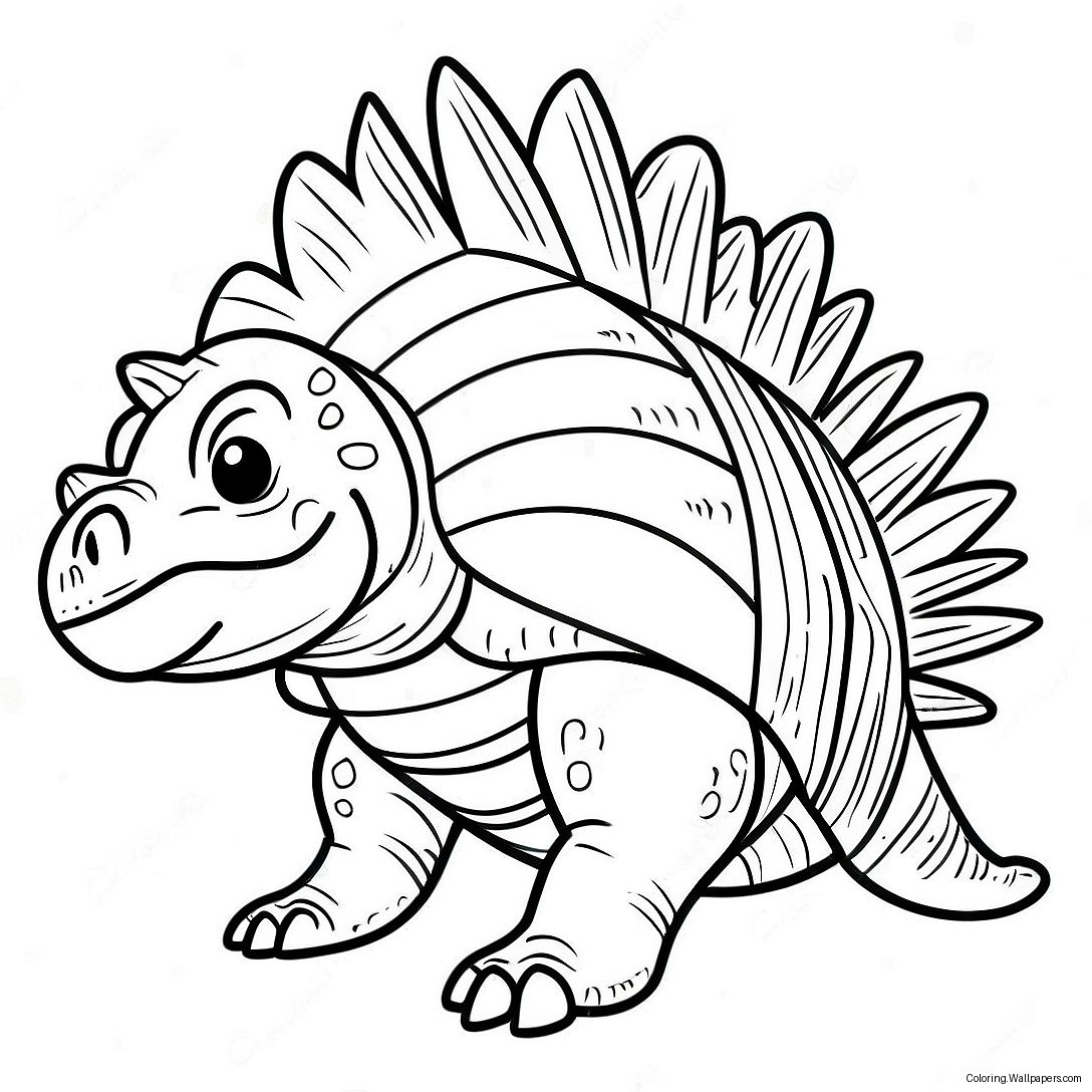 Färgglad Dimetrodon Med Taggig Segel Färgläggningssida 54274