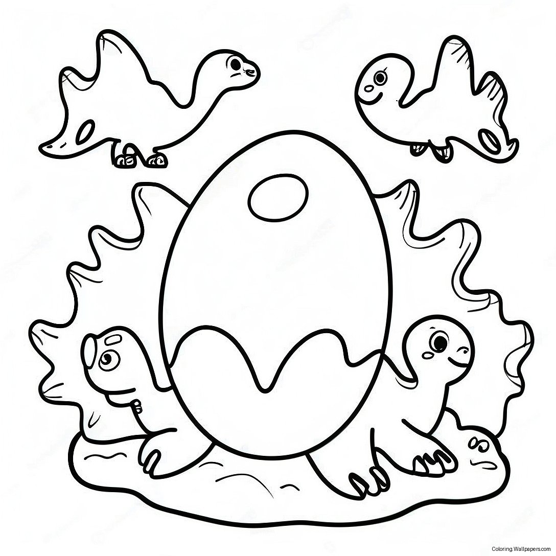 Colorful Dino Egg Nesting Scene Coloring Page 36761