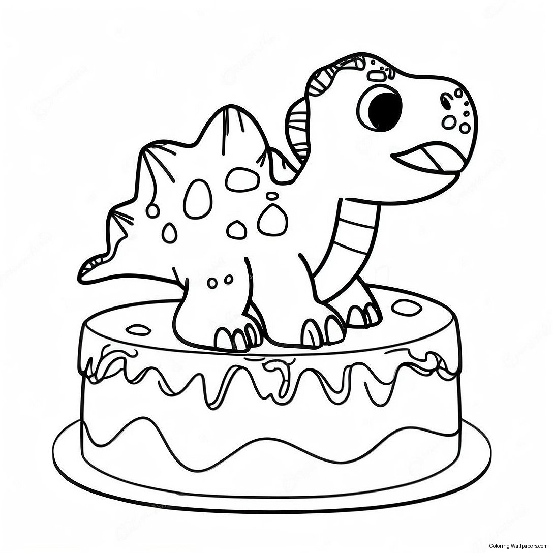 Colorful Dinosaur Cake Coloring Page 20716