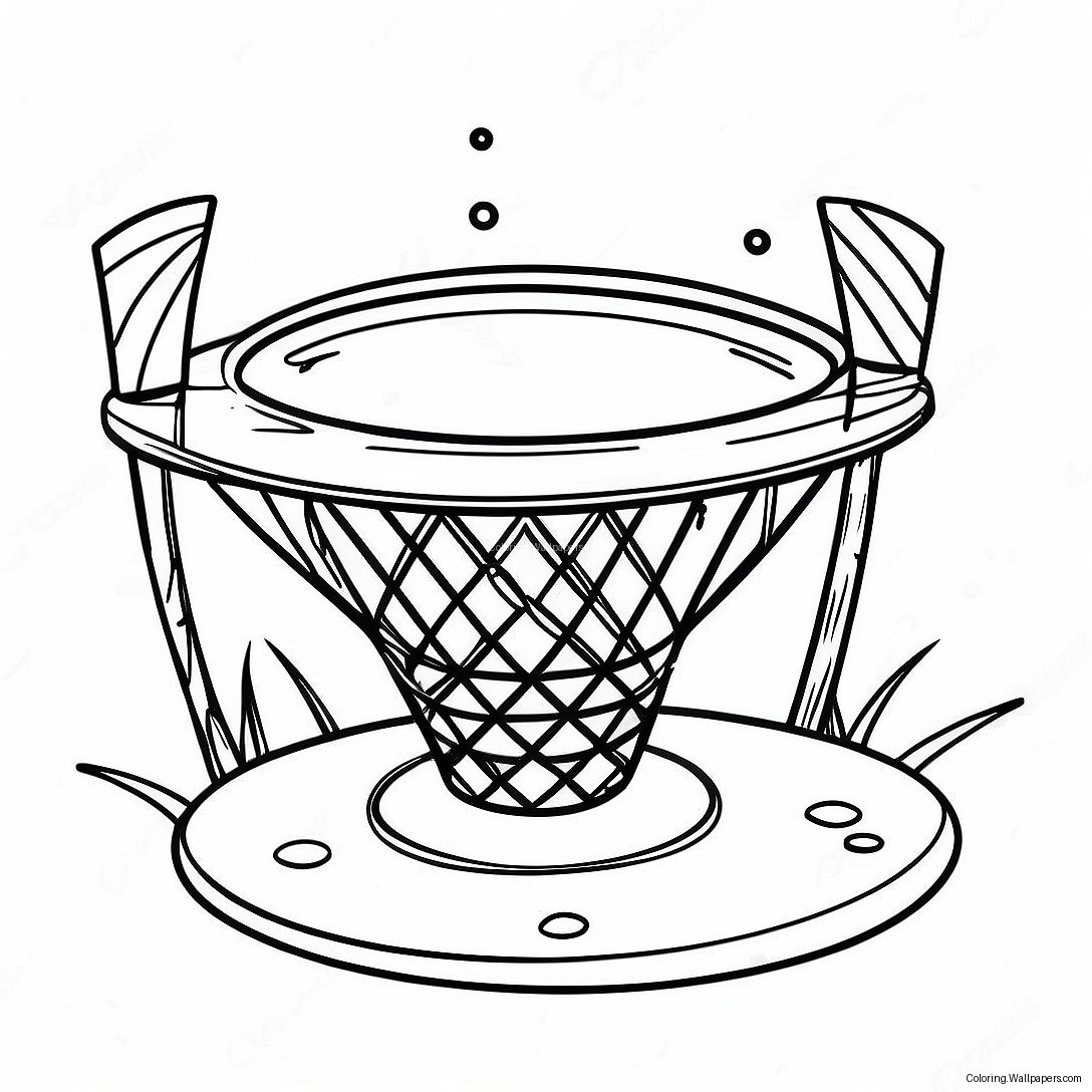 Colorful Disc Golf Basket Coloring Page 48559