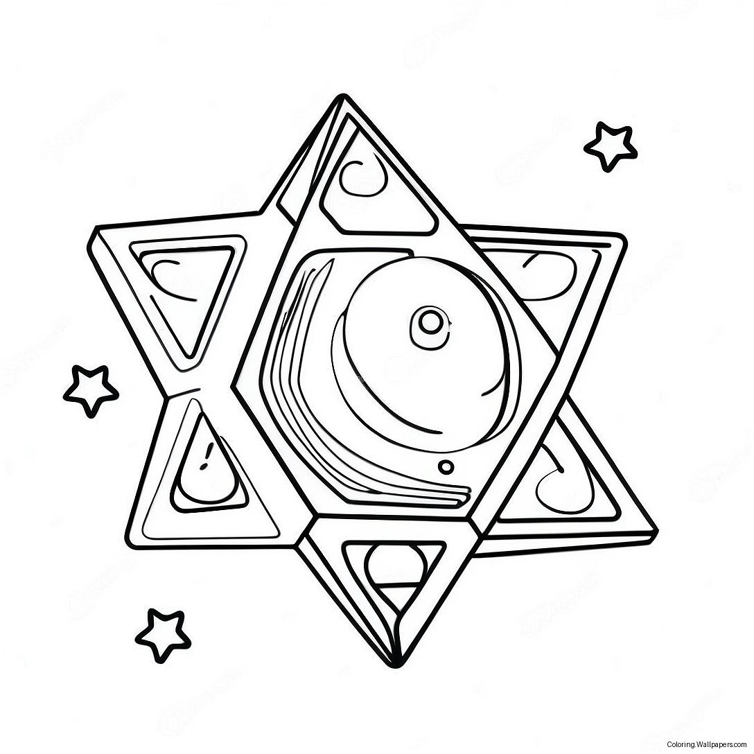 Página Para Colorir De Dreidel Colorido Com Estrelas 17370