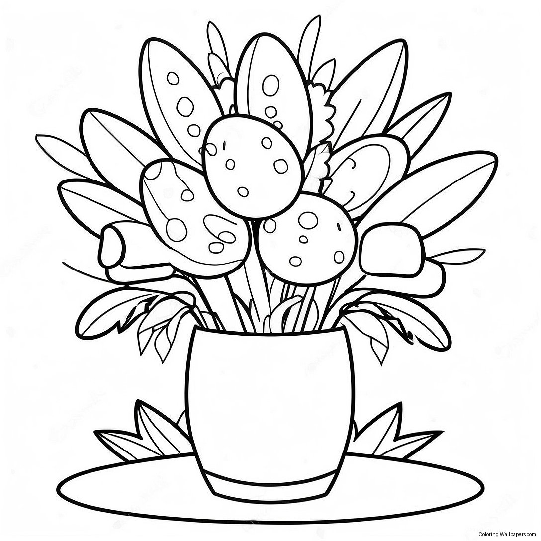 Colorful Easter Flower Bouquet Coloring Page 35617