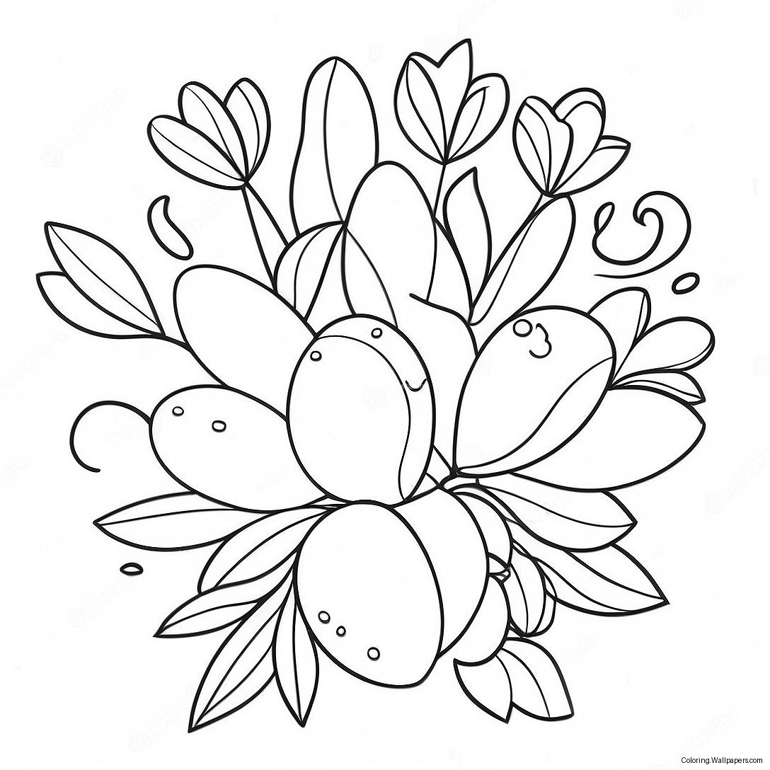 Colorful Easter Flower Bouquet Coloring Page 35620