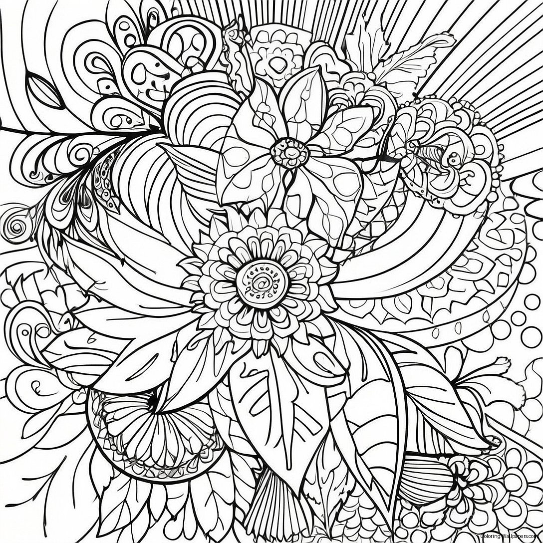 Colorful Fall Leaf Mandala Coloring Page 8060