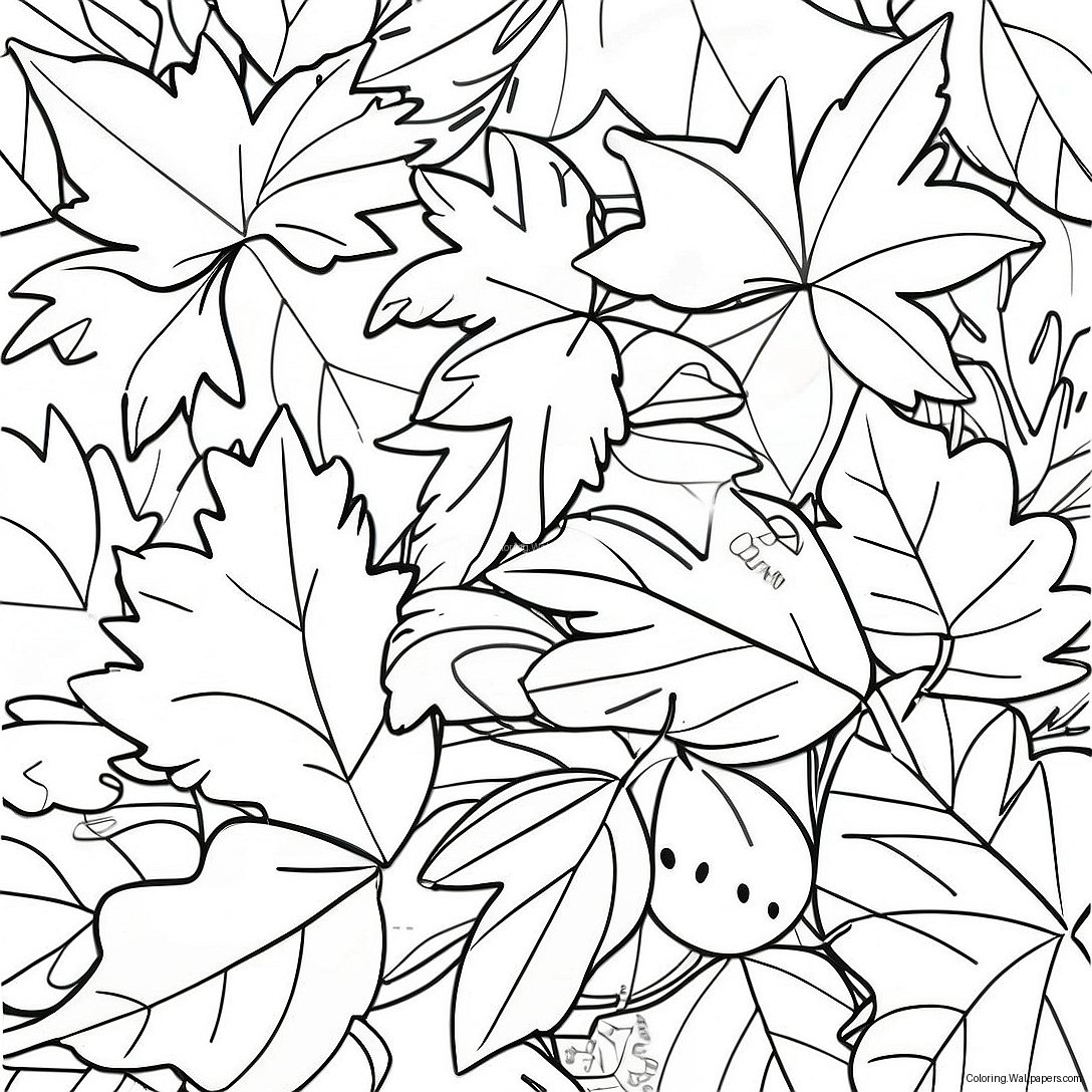 Colorful Fall Leaves Coloring Page 16627