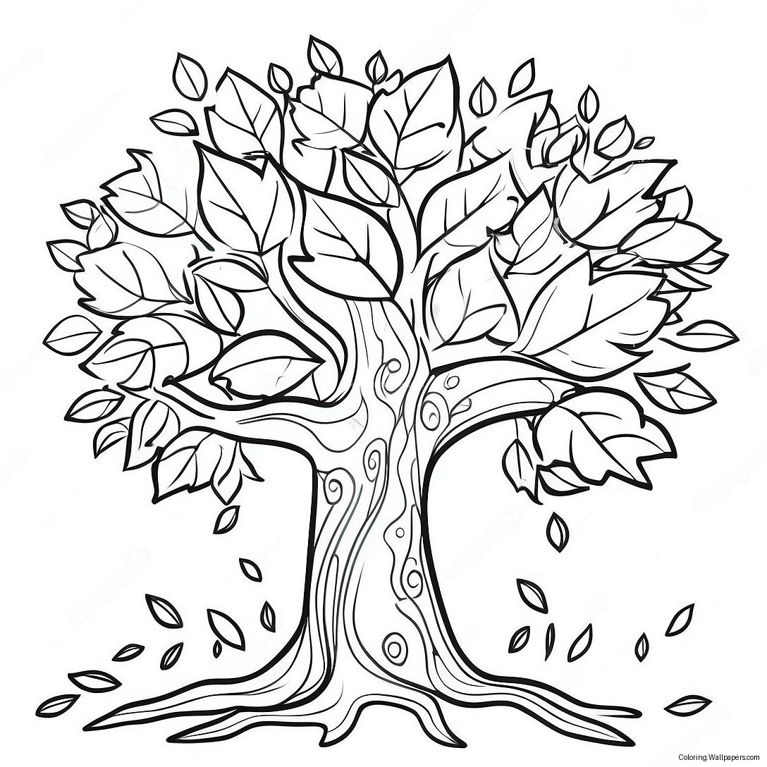 Colorful Fall Tree With Leaves Coloring Page 32970