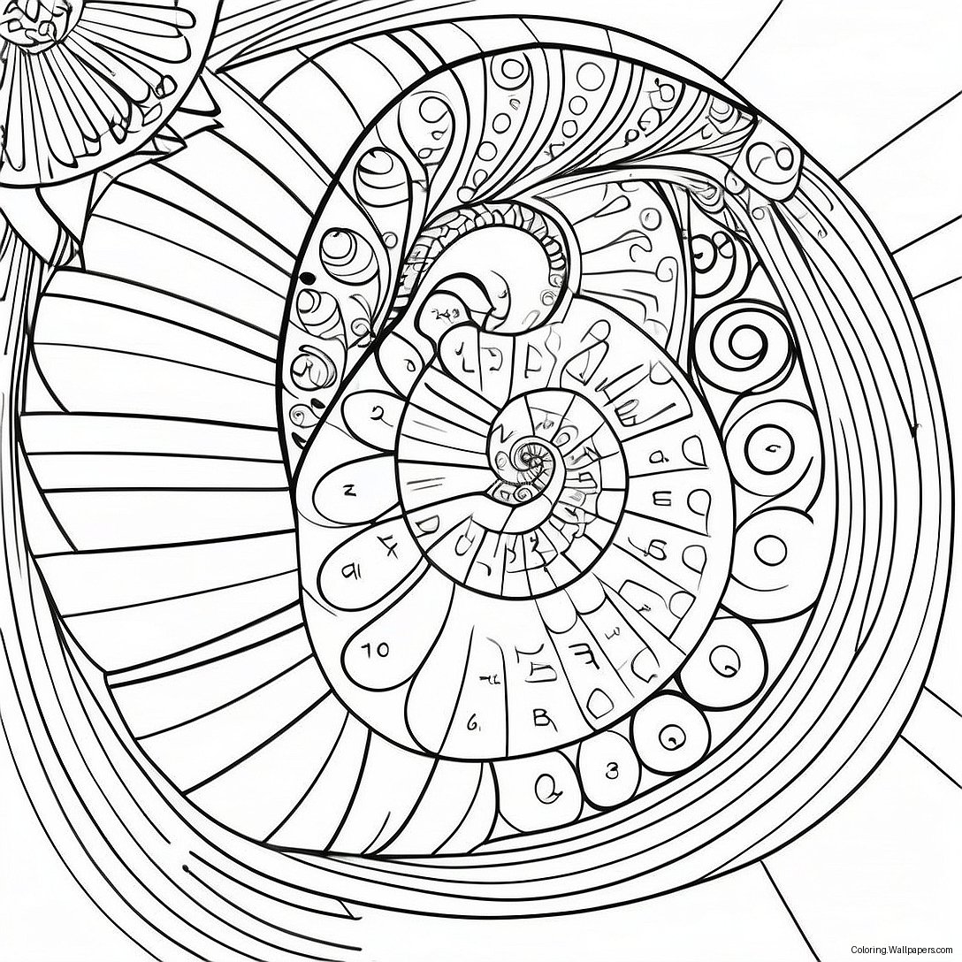 Färgglad Fibonacci Sekvens Färgläggningssida 54376