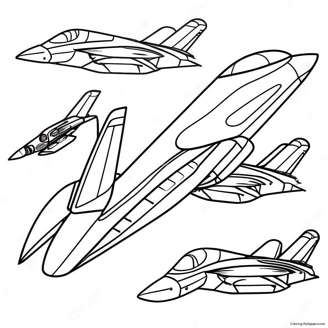 カラフルな戦闘機のぬりえページ 46367