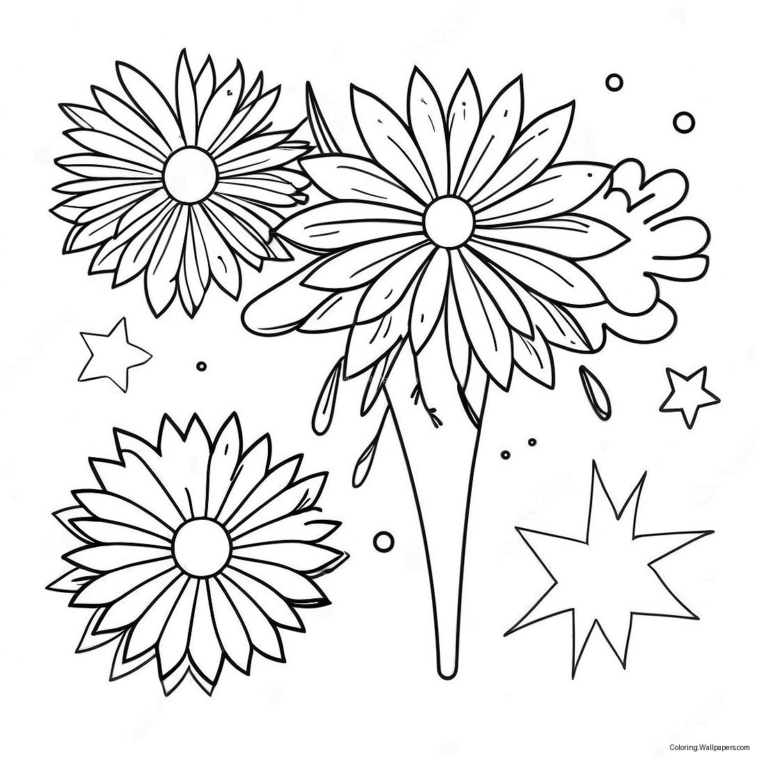 Colorful Firework Display Coloring Page 6178