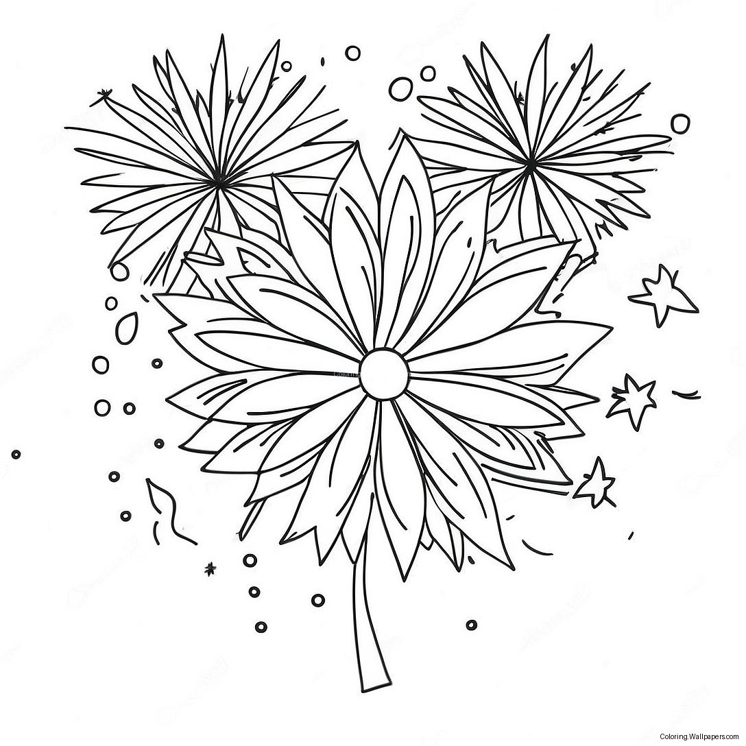 Colorful Firework Display Coloring Page 6179