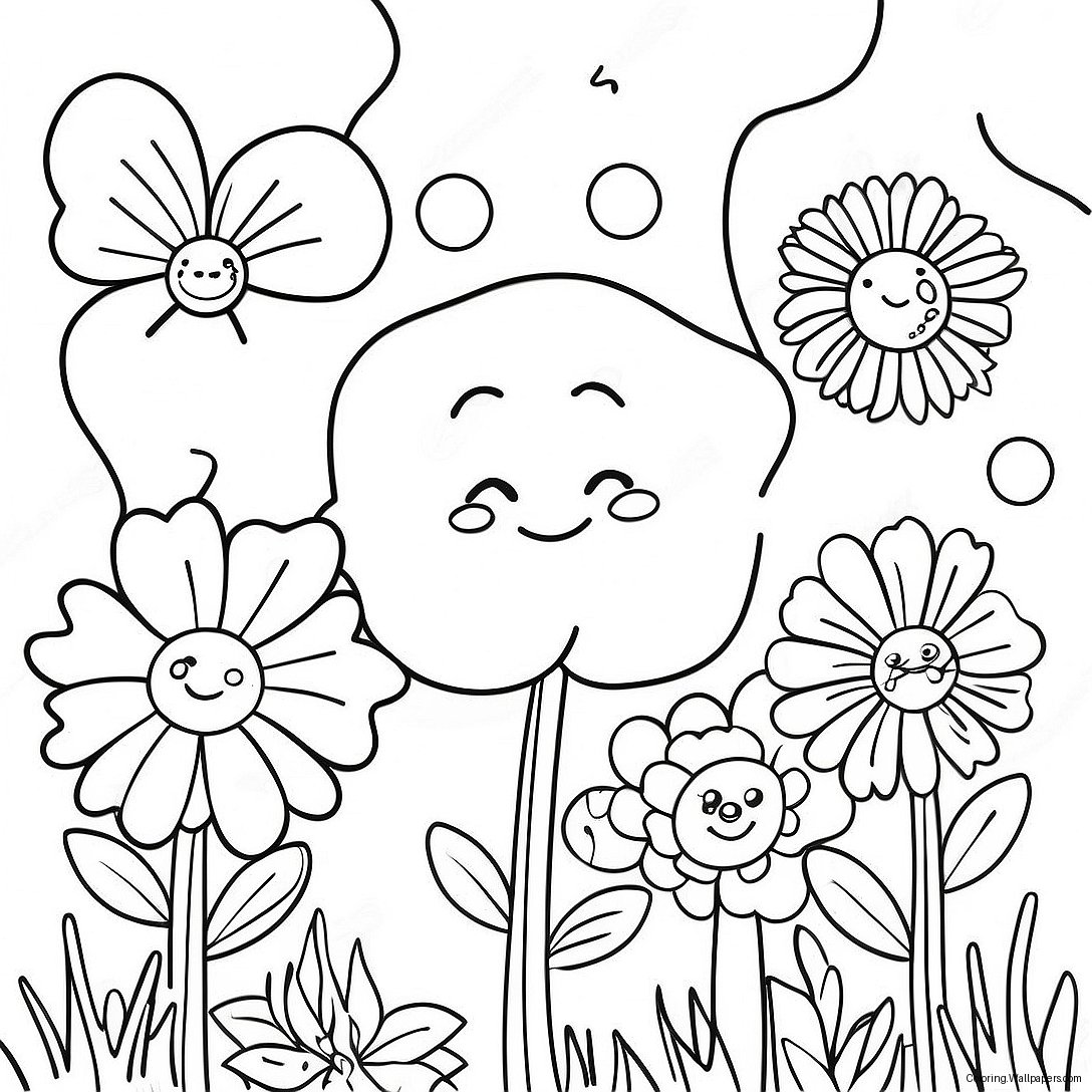 Colorful Flower Garden Coloring Page 57822