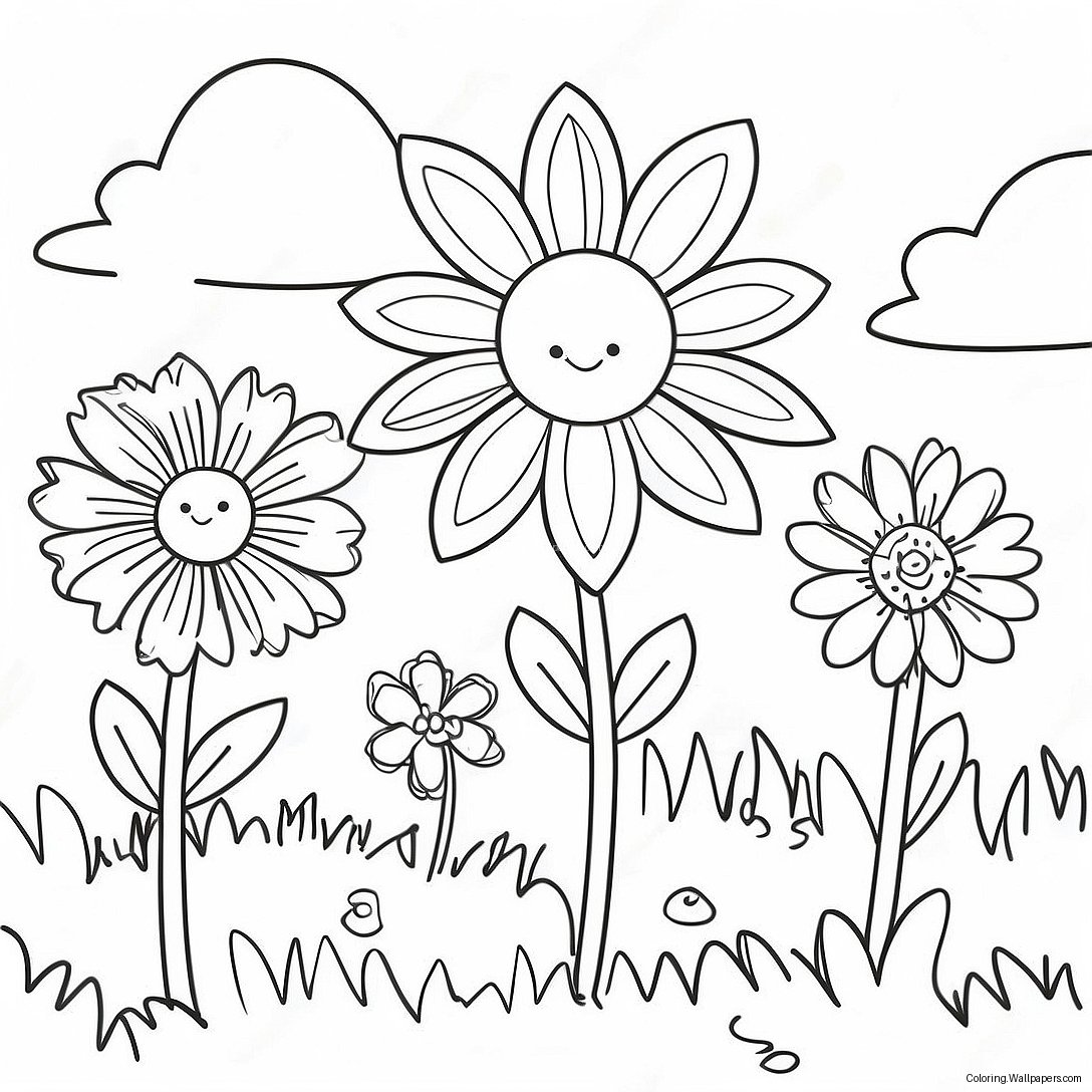 Colorful Flower Garden Coloring Page 57824