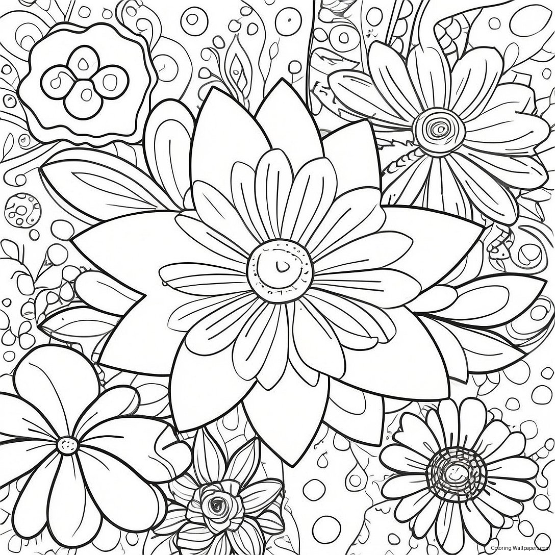 Colorful Flower Parts Coloring Page 36403