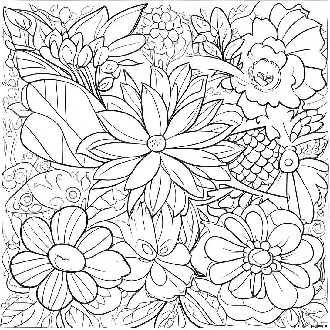 Colorful Flower Parts Coloring Page 36404