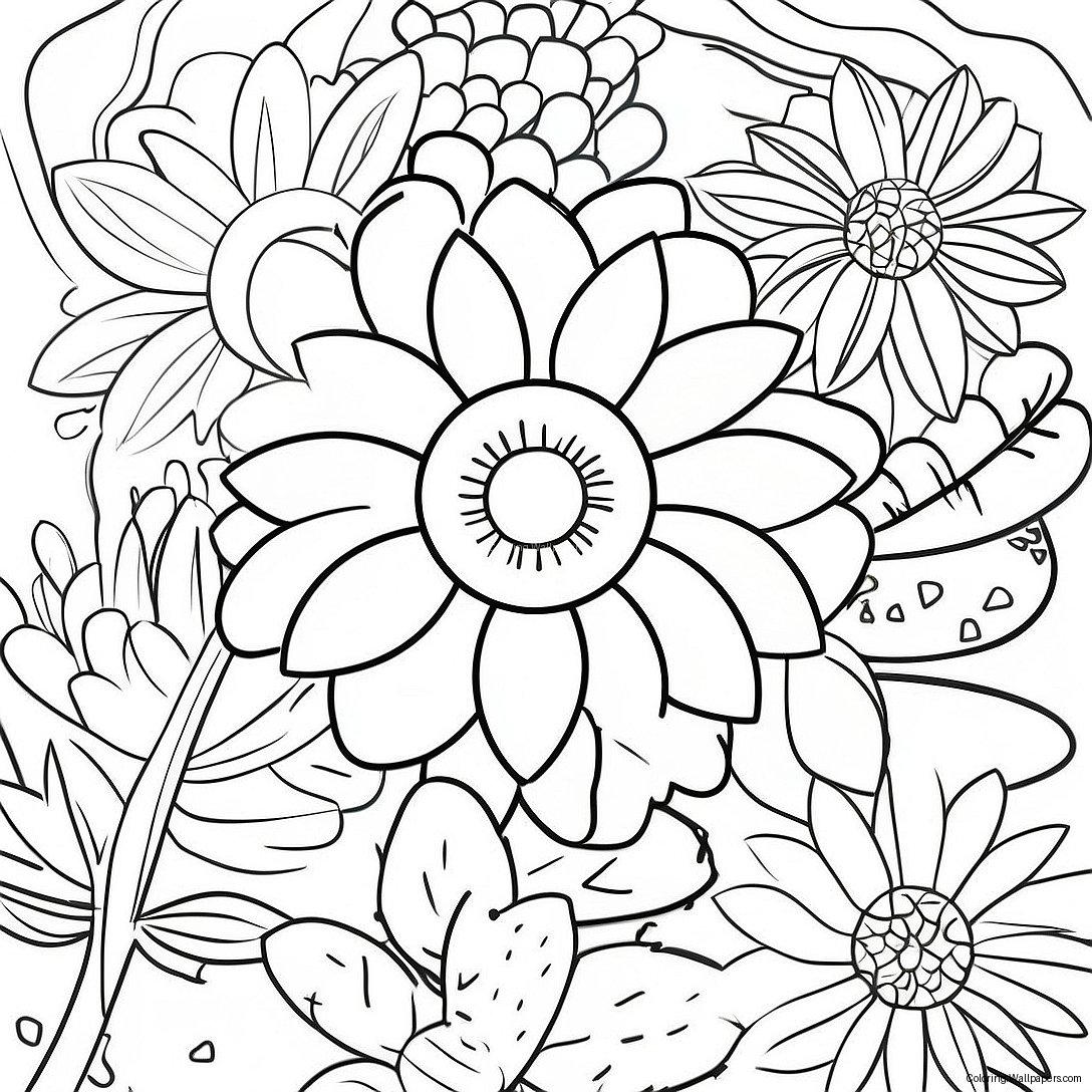 Colorful Flower Seeds Coloring Page 51928