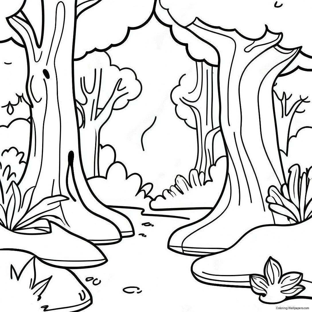 Colorful Forest Ecosystem Coloring Page 7386