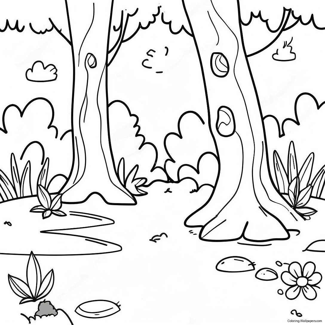 Colorful Forest Ecosystem Coloring Page 7387