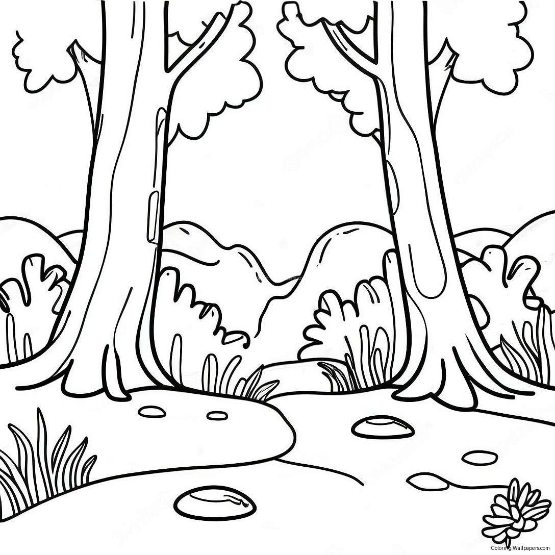 Colorful Forest Ecosystem Coloring Page 7483