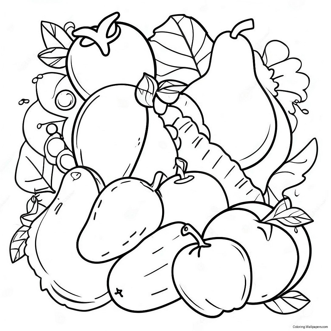 Colorful Fruits And Vegetables Coloring Page 18688