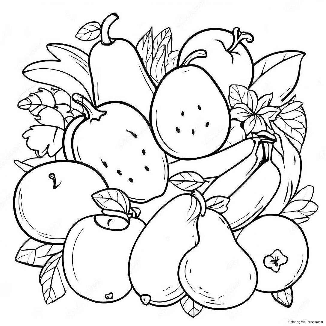 Colorful Fruits And Vegetables Coloring Page 43127