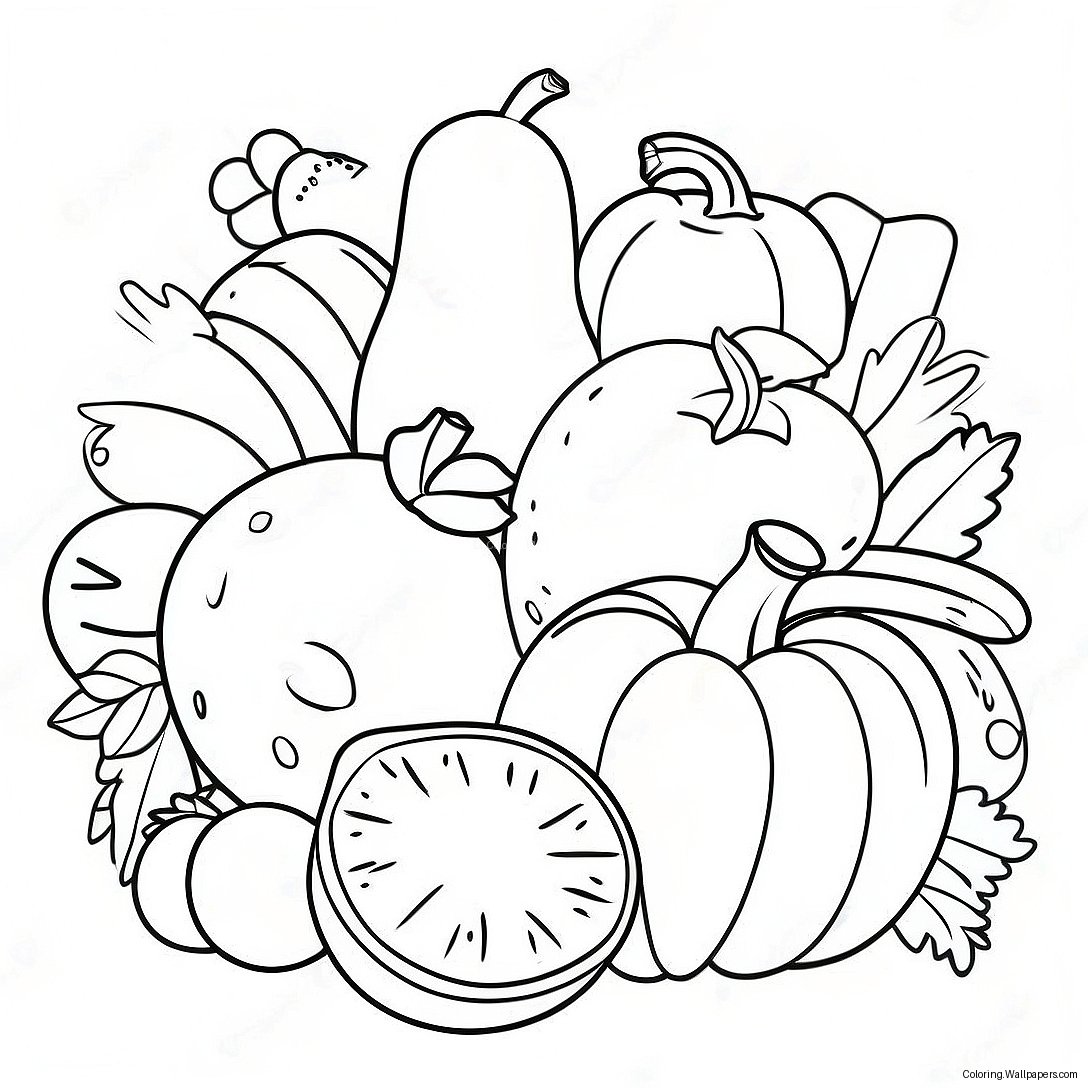 Colorful Fruits And Vegetables Coloring Page 46415